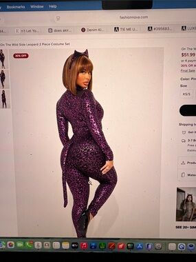 torrid Purple Leopard Print Catsuit with Tail (no ears)